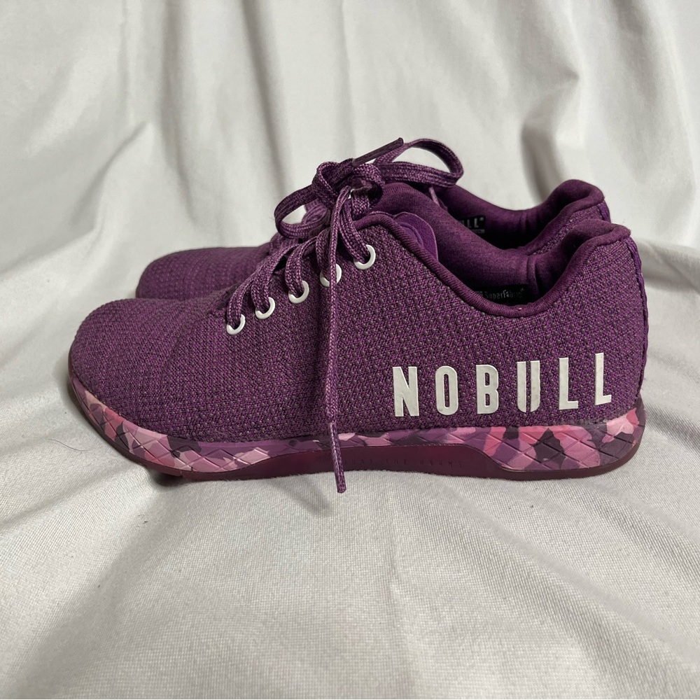 NOBULL purple and pink camo super fabric trainer shoes Sz 6.5M 8WM